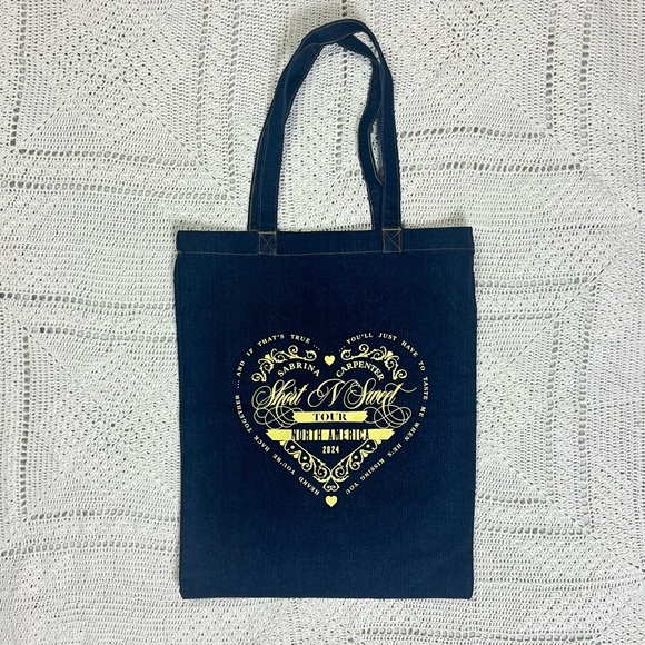 2024 Sabrina Carpenter Short N Sweet Tour Tote Bag Blue Denim Rare Authentic - Picture 1 of 4